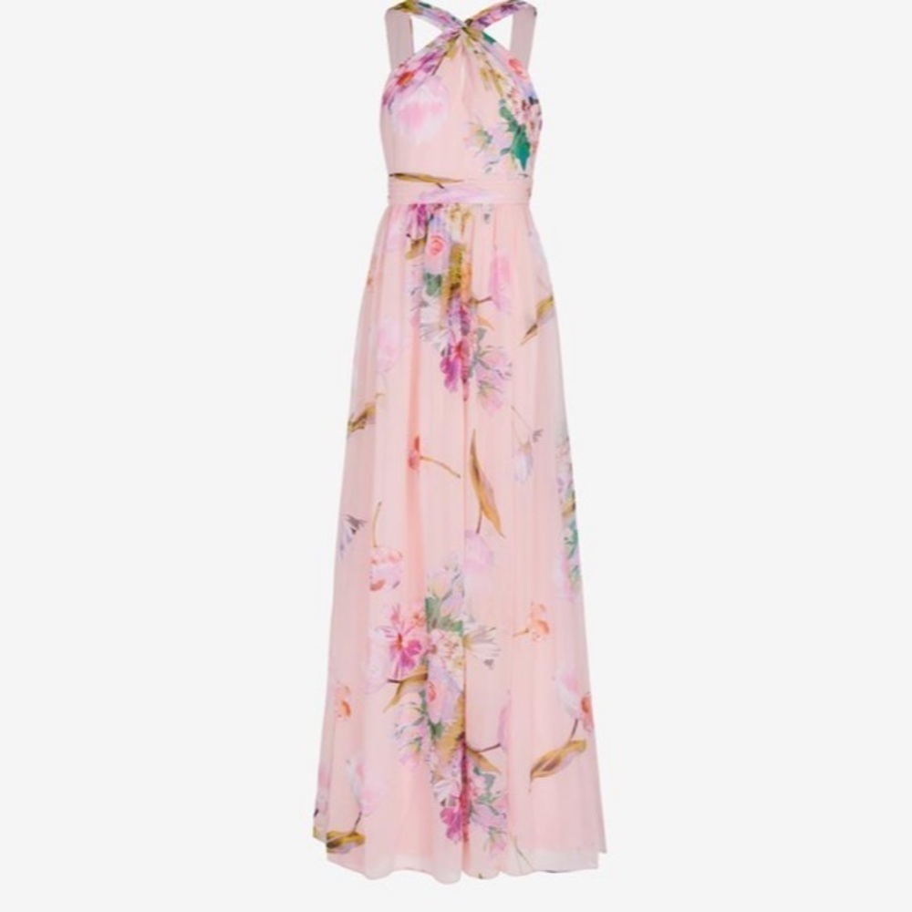 Adrianna Papell Floral Printed Chiffon Gown - Picture 3 of 16